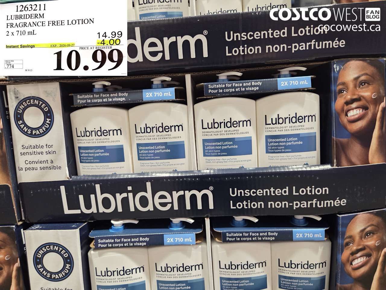 1263211 LUBRIDERM FRAGRANCE FREE LOTION 2 X 710 ML ($4.00 INSTANT SAVINGS EXPIRES ON 2026-09-27) $10.99