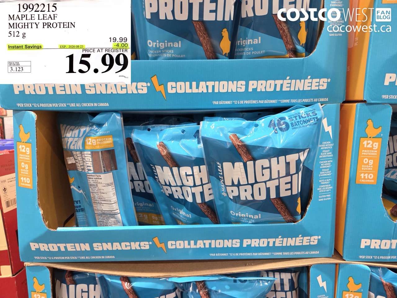 1992215 MAPLE LEAF MIGHTY PROTEIN 512 G ($4.00 INSTANT SAVINGS EXPIRES ON 2026-08-23) $15.99