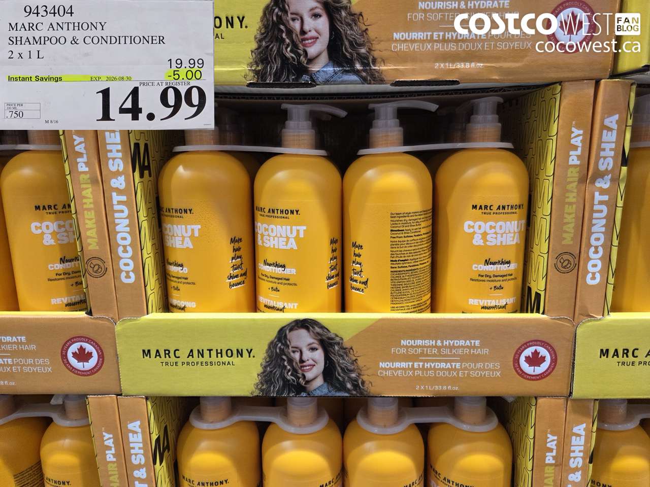 943404 MARC ANTHONY SHAMPOO & CONDITIONER 2 X 1 L ($5.00 INSTANT SAVINGS EXPIRES ON 2026-08-30) $14.99