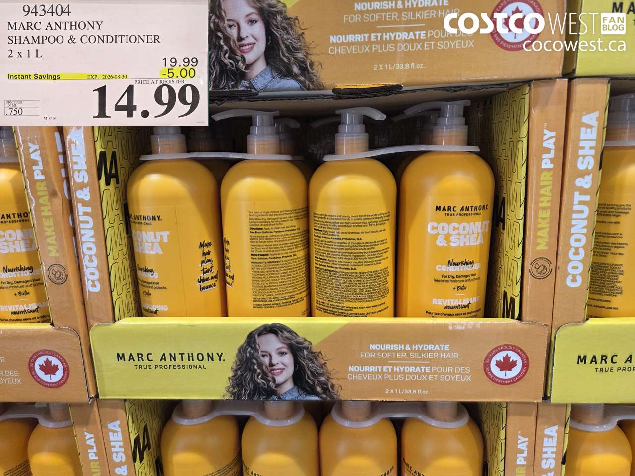 943404 MARC ANTHONY SHAMPOO & CONDITIONER 2 X 1 L ($5.00 INSTANT SAVINGS EXPIRES ON 2026-08-30) $14.99