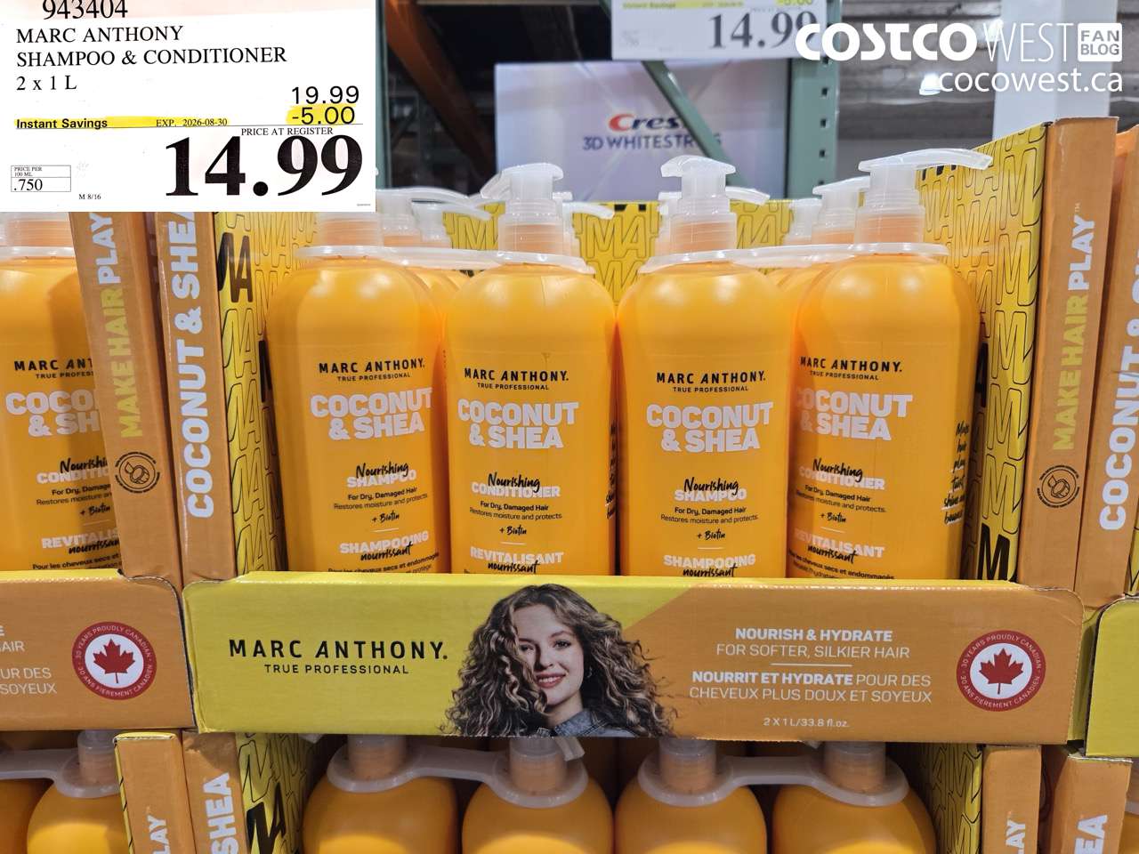 943404 MARC ANTHONY SHAMPOO & CONDITIONER 2 X 1 L ($5.00 INSTANT SAVINGS EXPIRES ON 2026-08-30) $14.99
