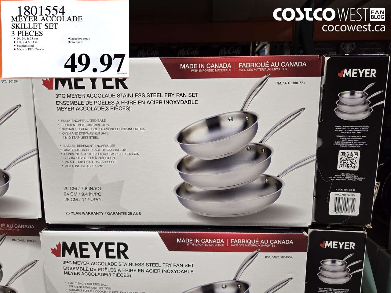 1801554 MEYER ACCOLADE SKILLET SET 3 PIECES $49.97