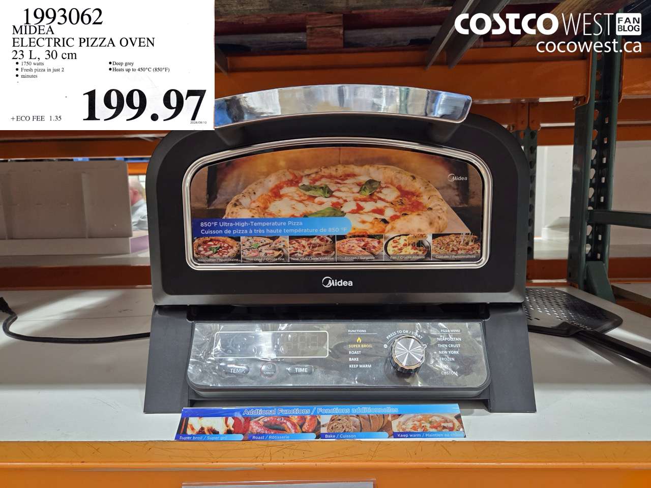 1993062 MIDEA ELECTRIC PIZZA OVEN 23 L, 30 CM $199.97
