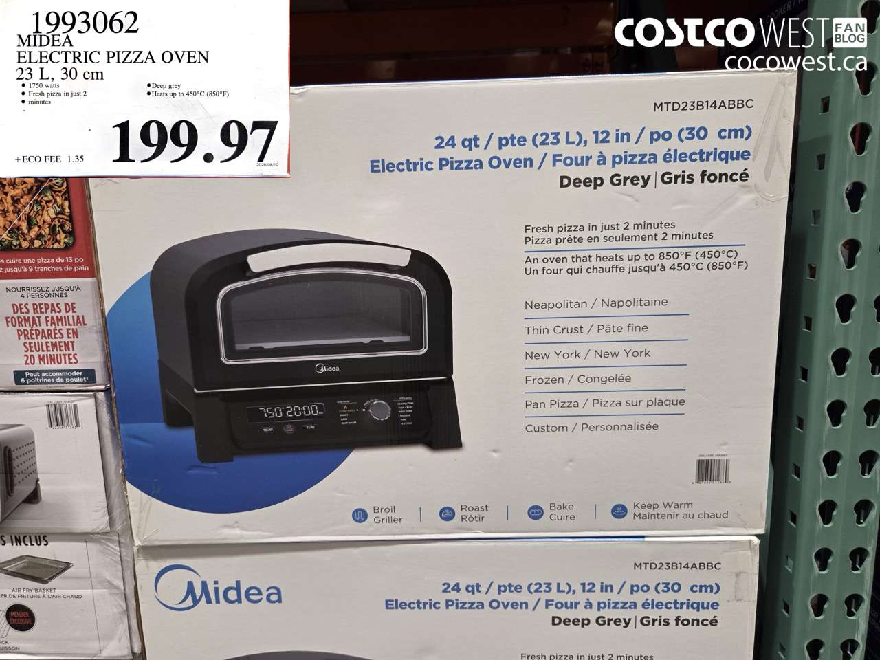 1993062 MIDEA ELECTRIC PIZZA OVEN 23 L, 30 CM $199.97