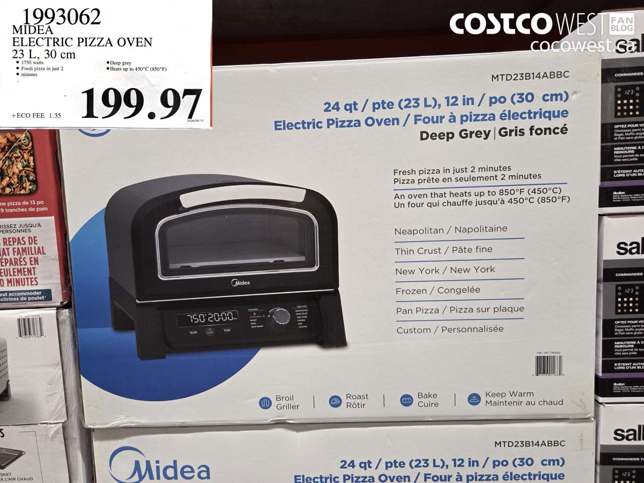 1993062 MIDEA ELECTRIC PIZZA OVEN 23 L, 30 CM $199.97