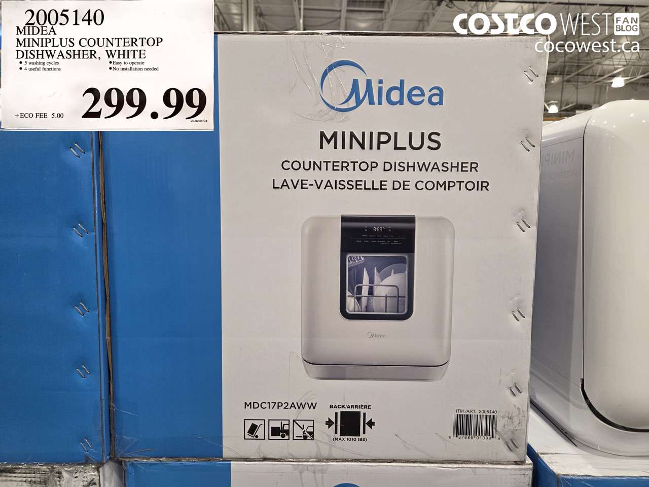 2005140 MIDEA MINIPLUS COUNTERTOP DISHWASHER, WHITE $299.99