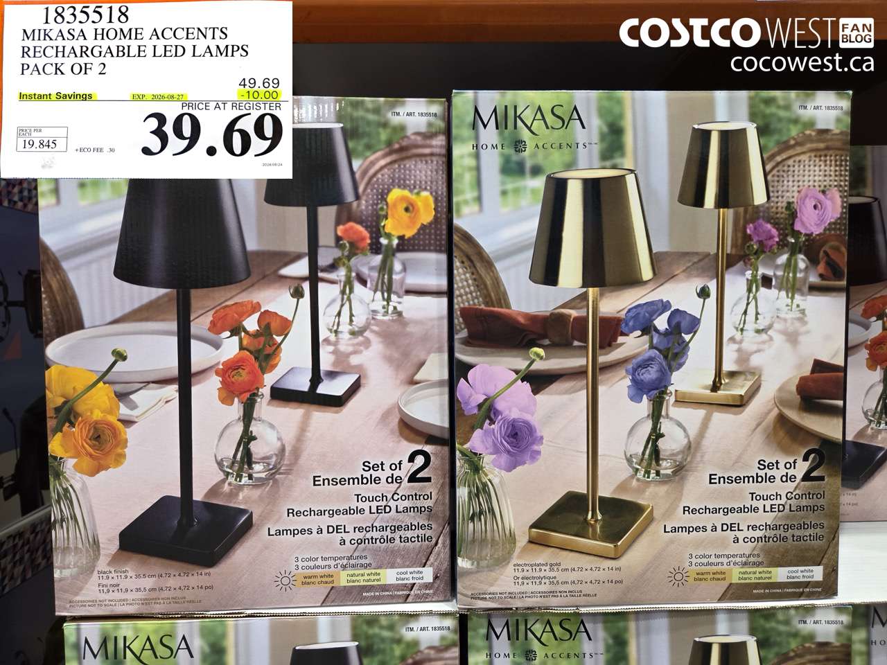 1835518 MIKASA HOME ACCENTS RECHARGABLE LED LAMPS PACK OF 2 ($10.00 INSTANT SAVINGS EXPIRES ON 2026-08-27) $39.69