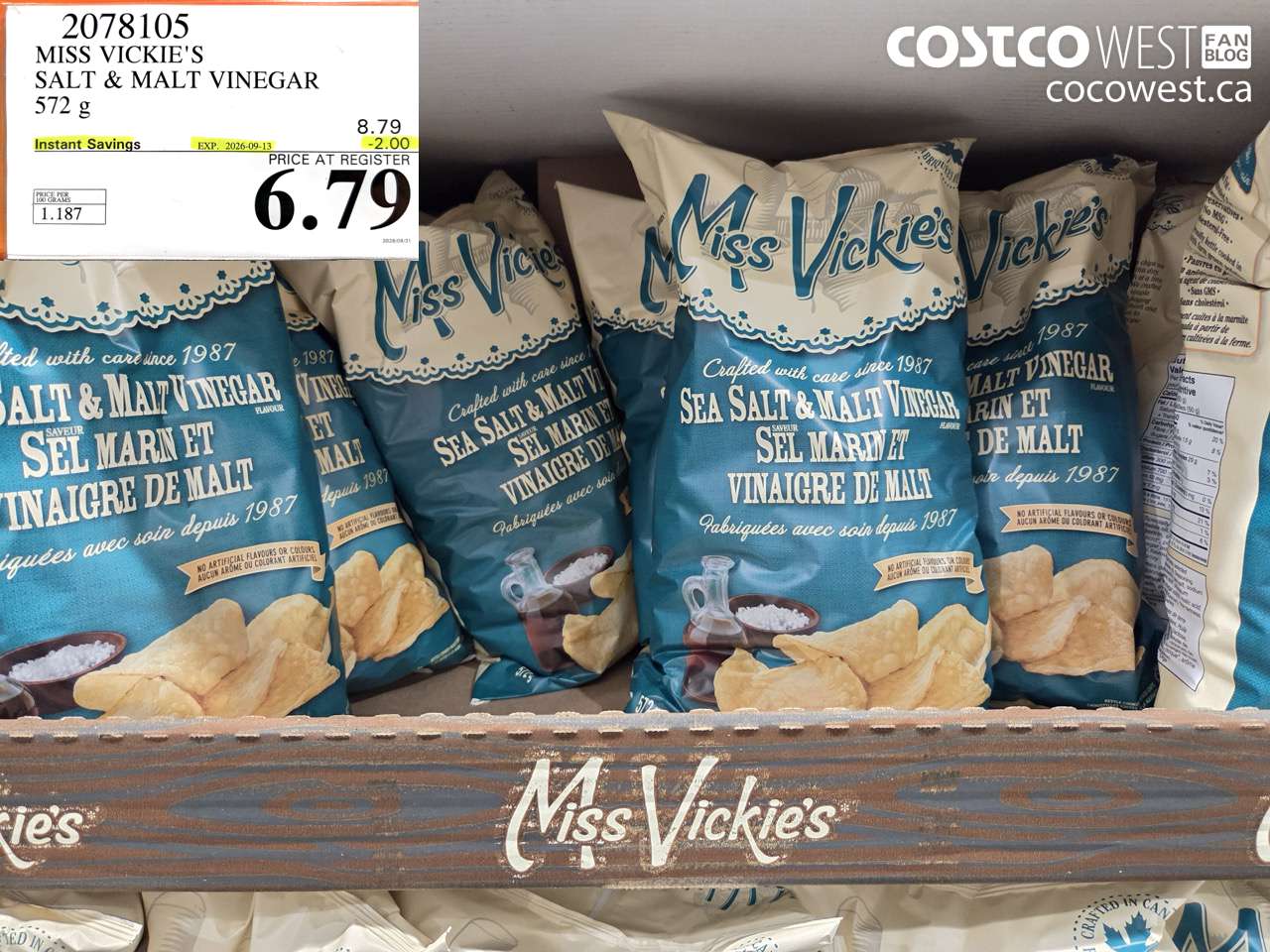 2078105 MISS VICKIE'S SALT & MALT VINEGAR 572 G ($2.00 INSTANT SAVINGS EXPIRES ON 2026-09-13) $6.79