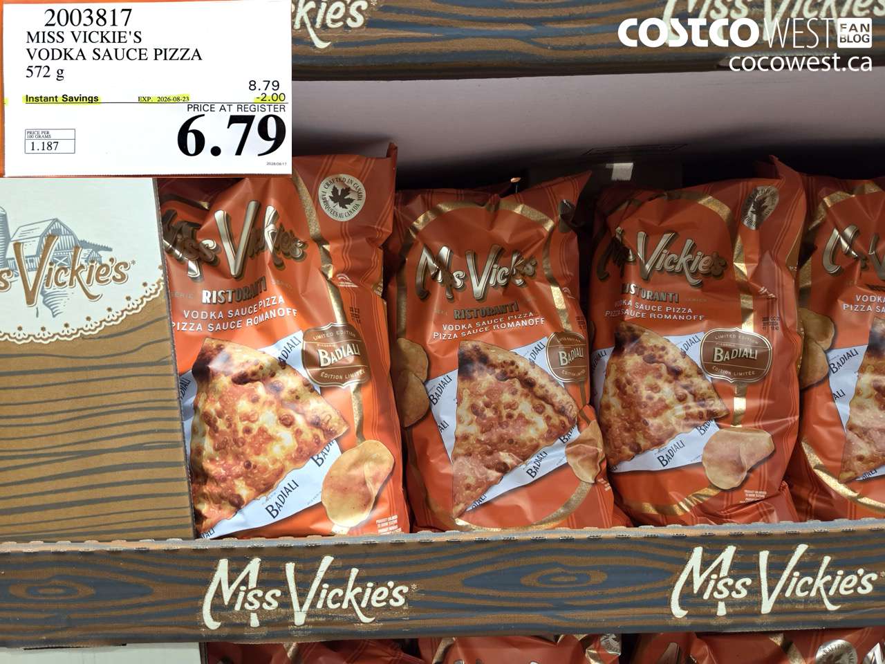 2003817 MISS VICKIE'S VODKA SAUCE PIZZA 572 G ($2.00 INSTANT SAVINGS EXPIRES ON 2026-08-23) $6.79