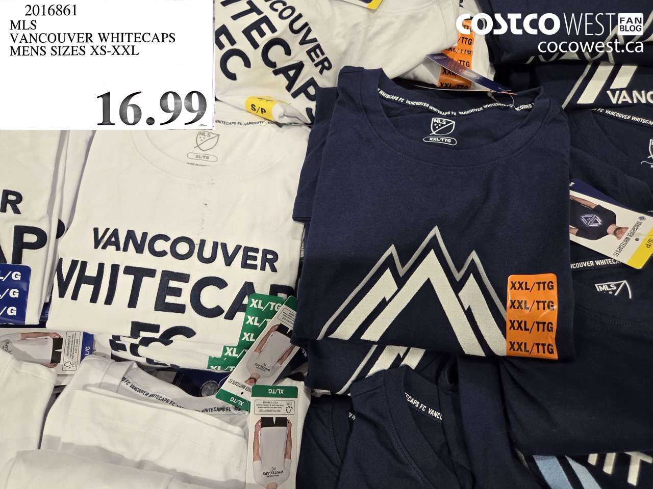 2016861 MLS VANCOUVER WHITECAPS MENS SIZES XS-XXL $16.99