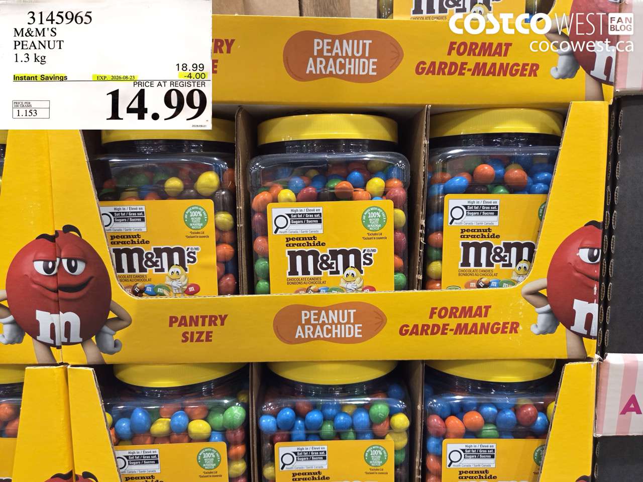 3145965 M&M'S PEANUT 1.3 KG ($4.00 INSTANT SAVINGS EXPIRES ON 2026-08-23) $14.99