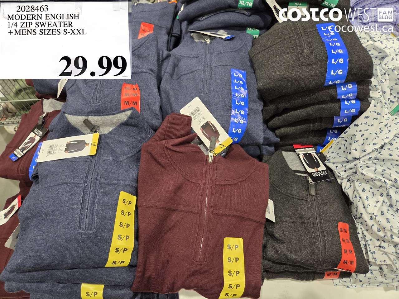 2028463 MODERN ENGLISH 1/4 ZIP SWEATER MENS SIZES S-XXL $29.99