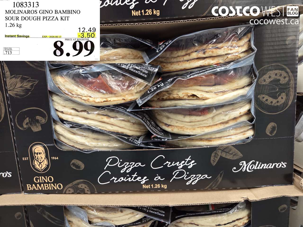 1083313 MOLINAROS GINO BAMBINO SOUR DOUGH PIZZA KIT 1.26 KG ($3.50 INSTANT SAVINGS EXPIRES ON 2026-08-13) $8.99