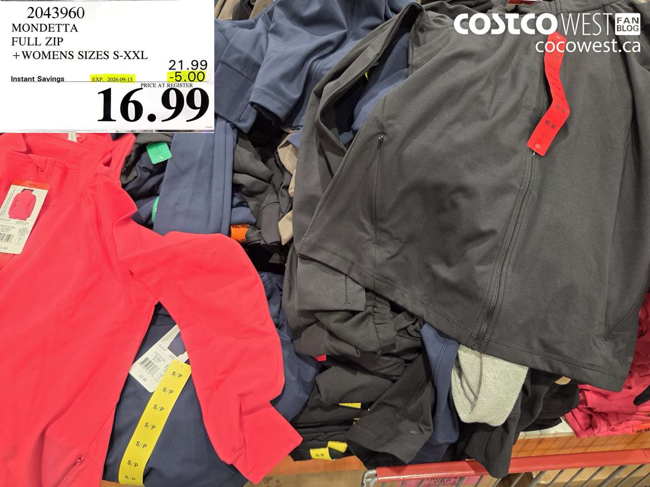 2043960 MONDETTA FULL ZIP + WOMENS SIZES S-XXL ($5.00 INSTANT SAVINGS EXPIRES ON 2026-09-13) $16.99