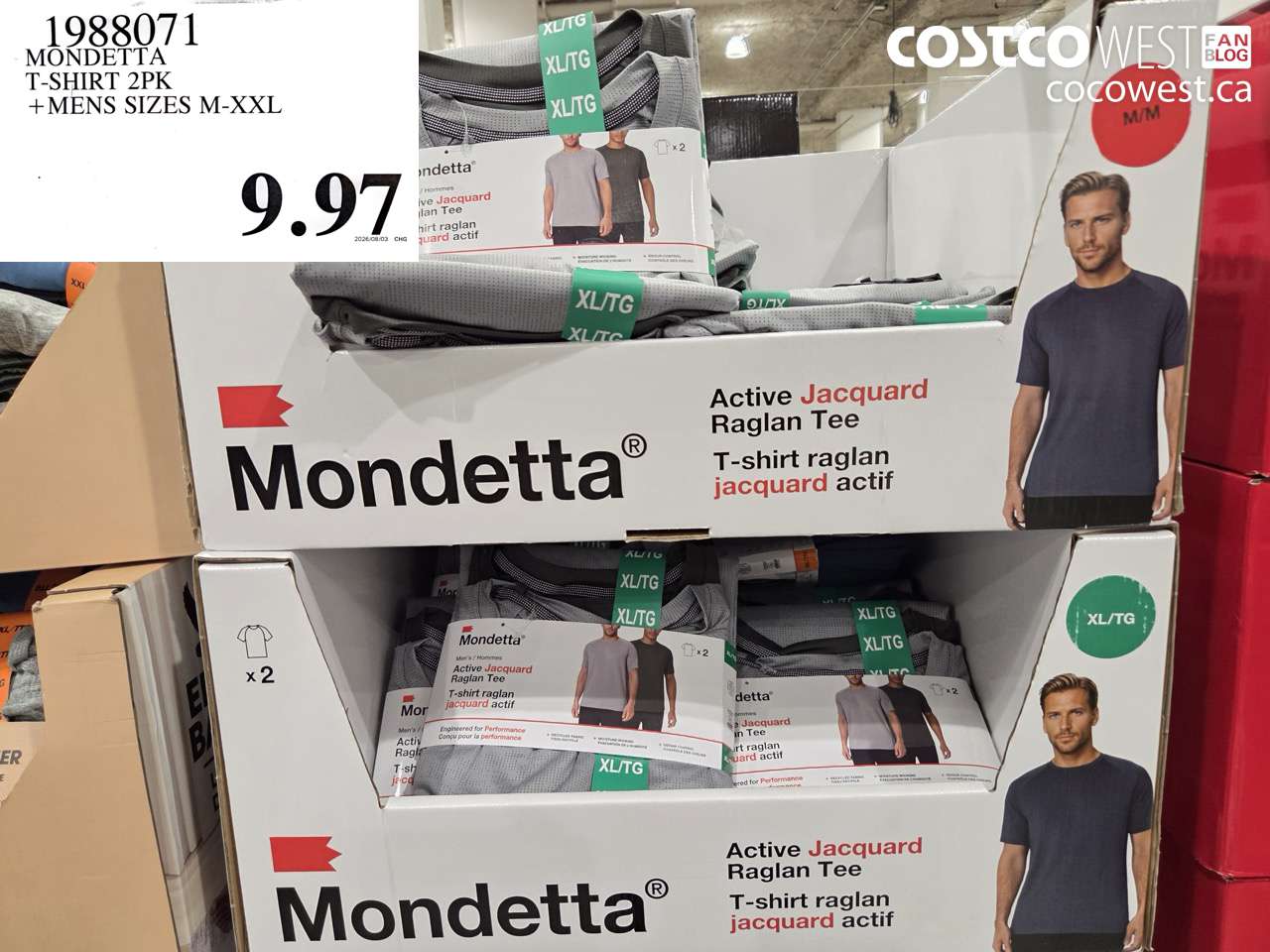 1988071 MONDETTA T-SHIRT 2PK MENS SIZES M-XXL $9.97