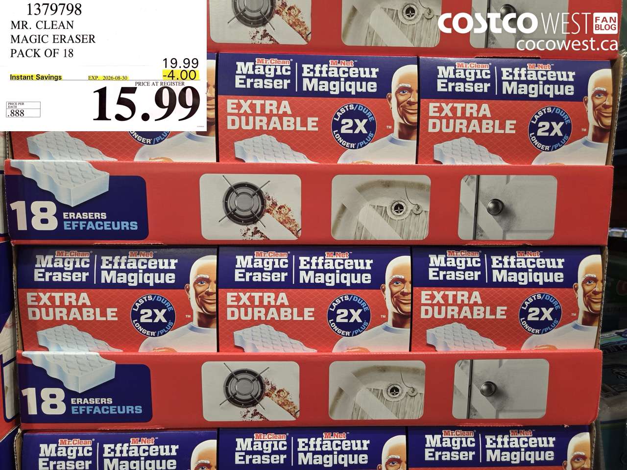 1379798 MR. CLEAN MAGIC ERASER PACK OF 18 ($4.00 INSTANT SAVINGS EXPIRES ON 2026-08-30) $15.99