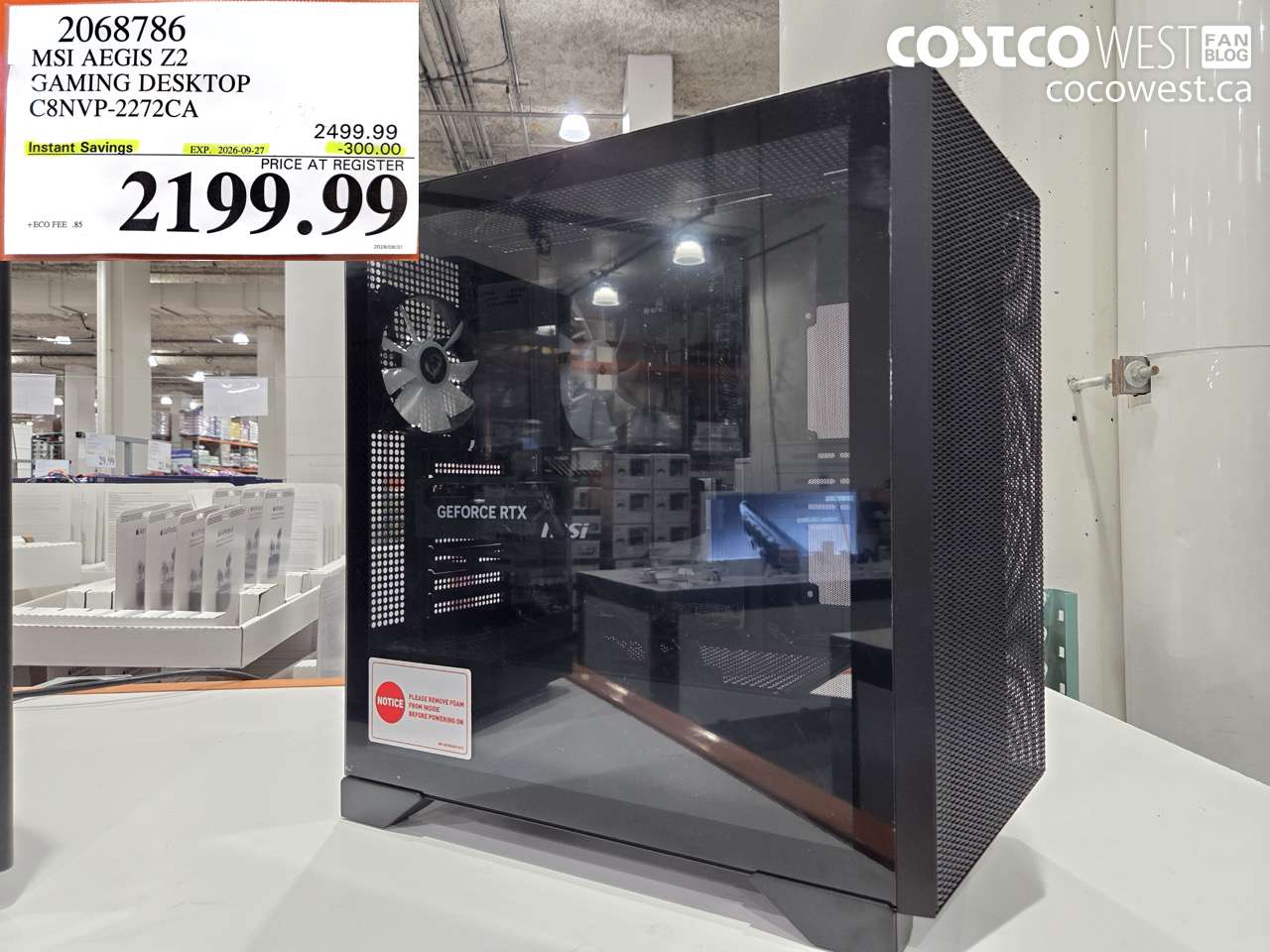 2068786 MSI AEGIS Z2 GAMING DESKTOP C8NVP-2272CA ($300.00 INSTANT SAVINGS EXPIRES ON 2026-09-27) $2199.99