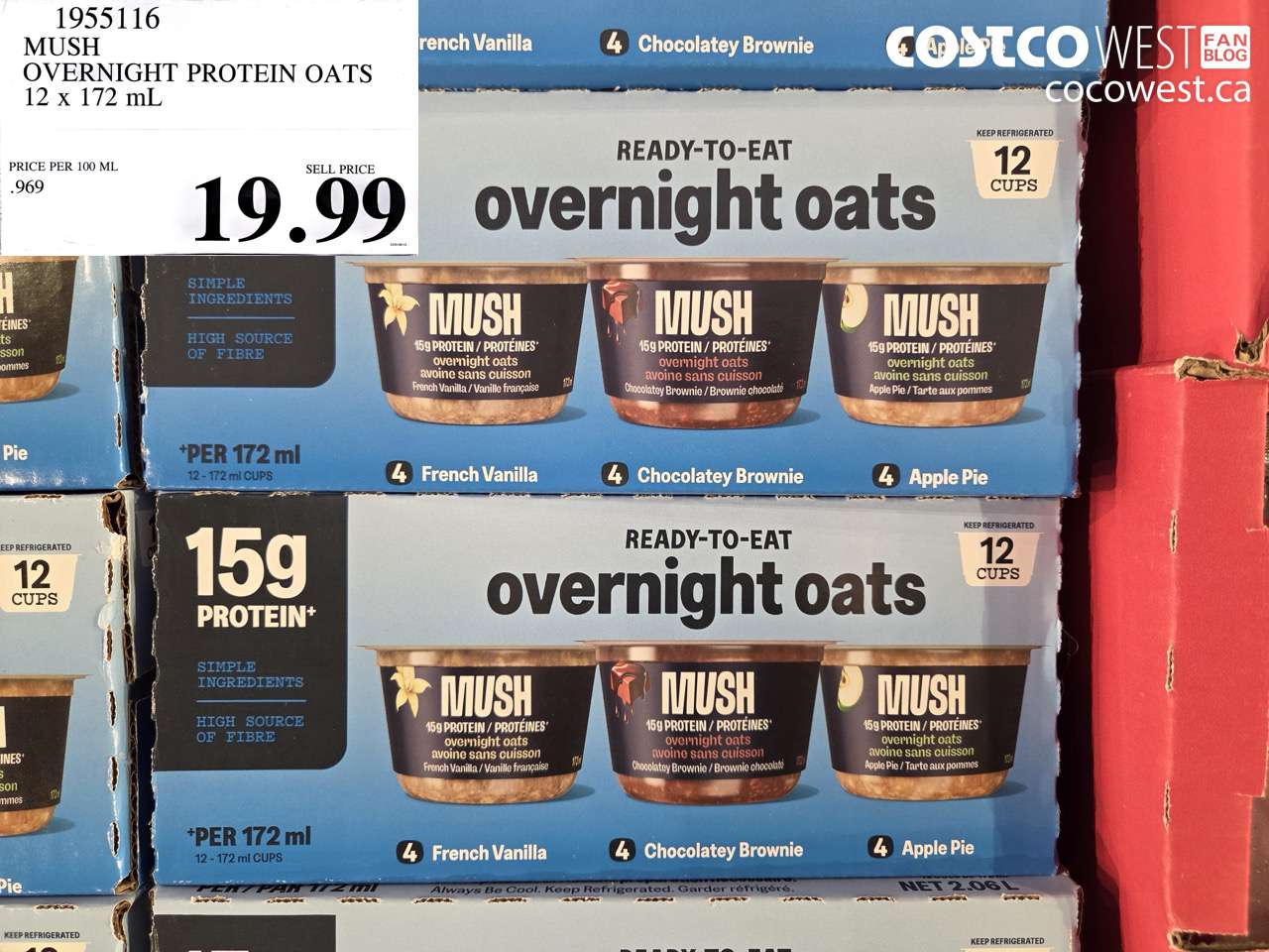 1955116 MUSH OVERNIGHT PROTEIN OATS 12 X 172 ML $19.99