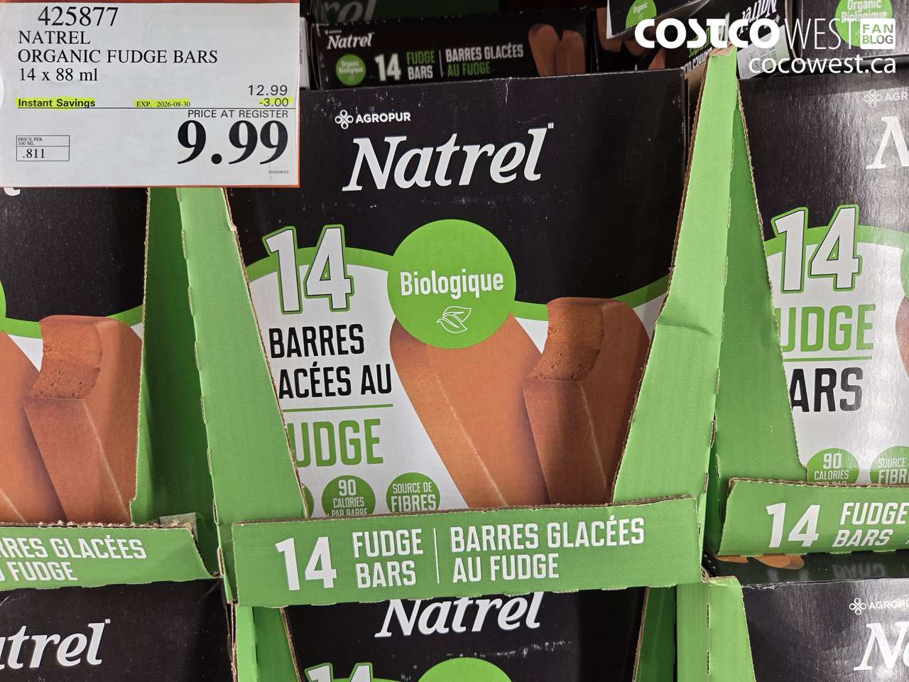 425877 NATREL ORGANIC FUDGE BARS 14 X 88 ML ($3.00 INSTANT SAVINGS EXPIRES ON 2026-08-30) $9.99