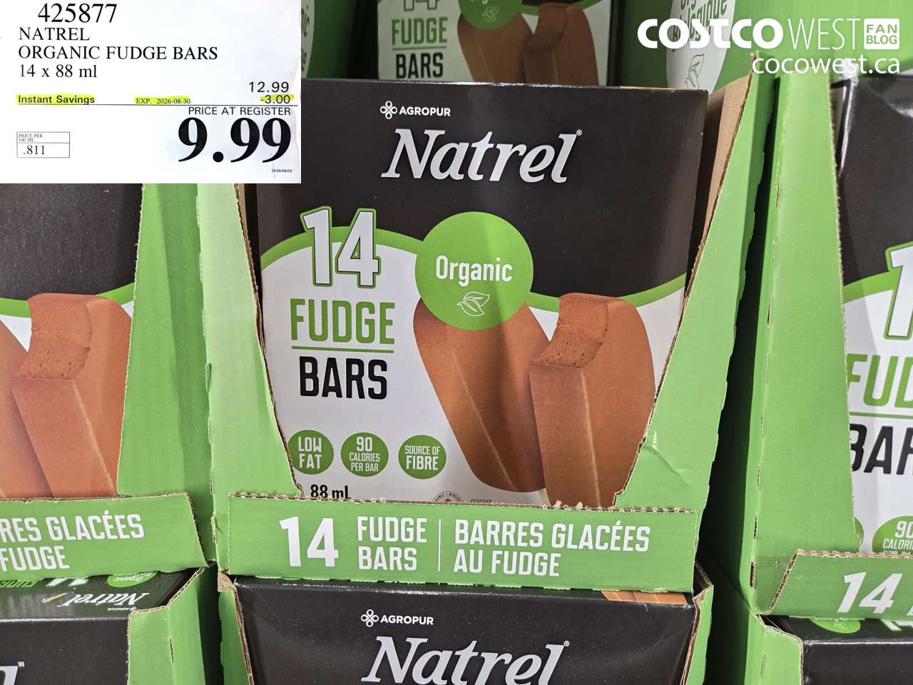 425877 NATREL ORGANIC FUDGE BARS 14 X 88 ML ($3.00 INSTANT SAVINGS EXPIRES ON 2026-08-30) $9.99