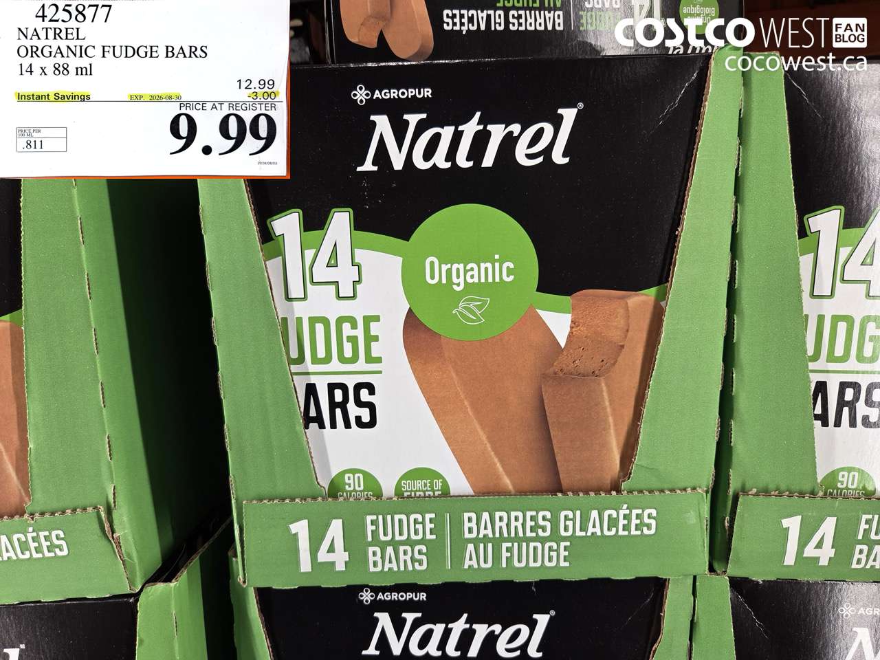 425877 NATREL ORGANIC FUDGE BARS 14 X 88 ML ($3.00 INSTANT SAVINGS EXPIRES ON 2026-08-30) $9.99