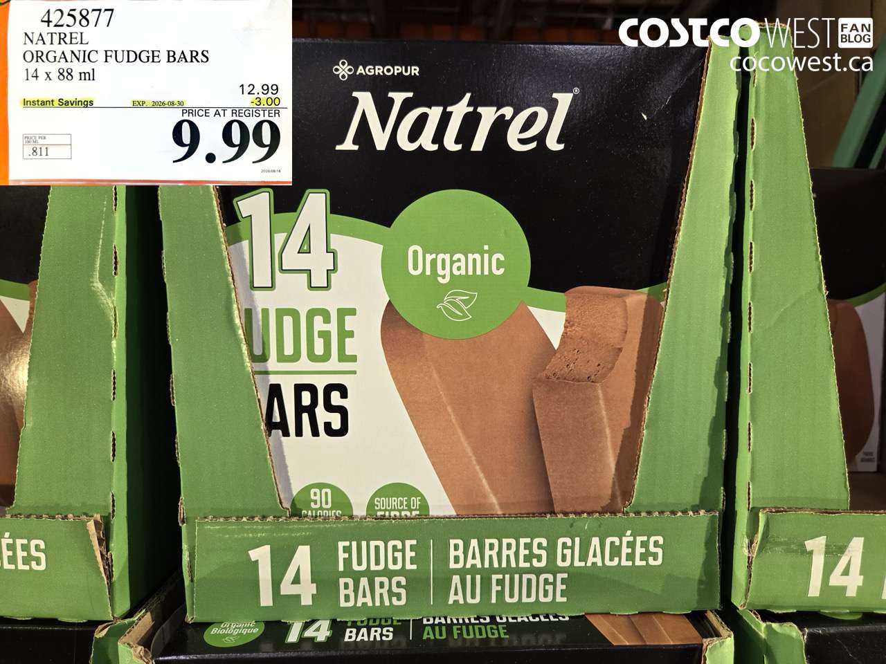 425877 NATREL ORGANIC FUDGE BARS 14 X 88 ML ($3.00 INSTANT SAVINGS EXPIRES ON 2026-08-30) $9.99