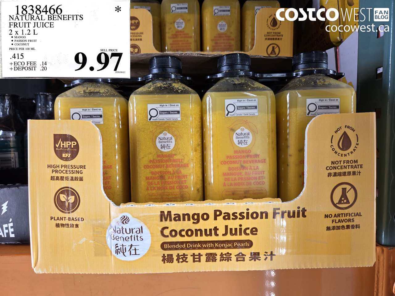 1838466 NATURAL BENEFITS FRUIT JUICE 2 X 1.2 L $9.97