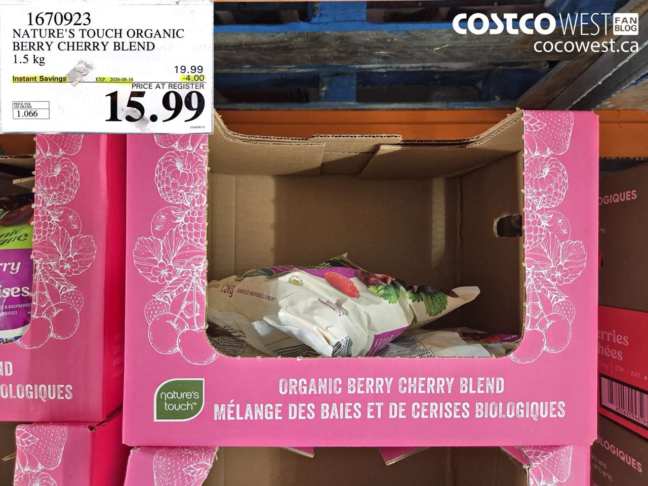1670923 NATURE'S TOUCH ORGANIC BERRY CHERRY BLEND 1.5 KG ($4.00 INSTANT SAVINGS EXPIRES ON 2026-08-16) $15.99