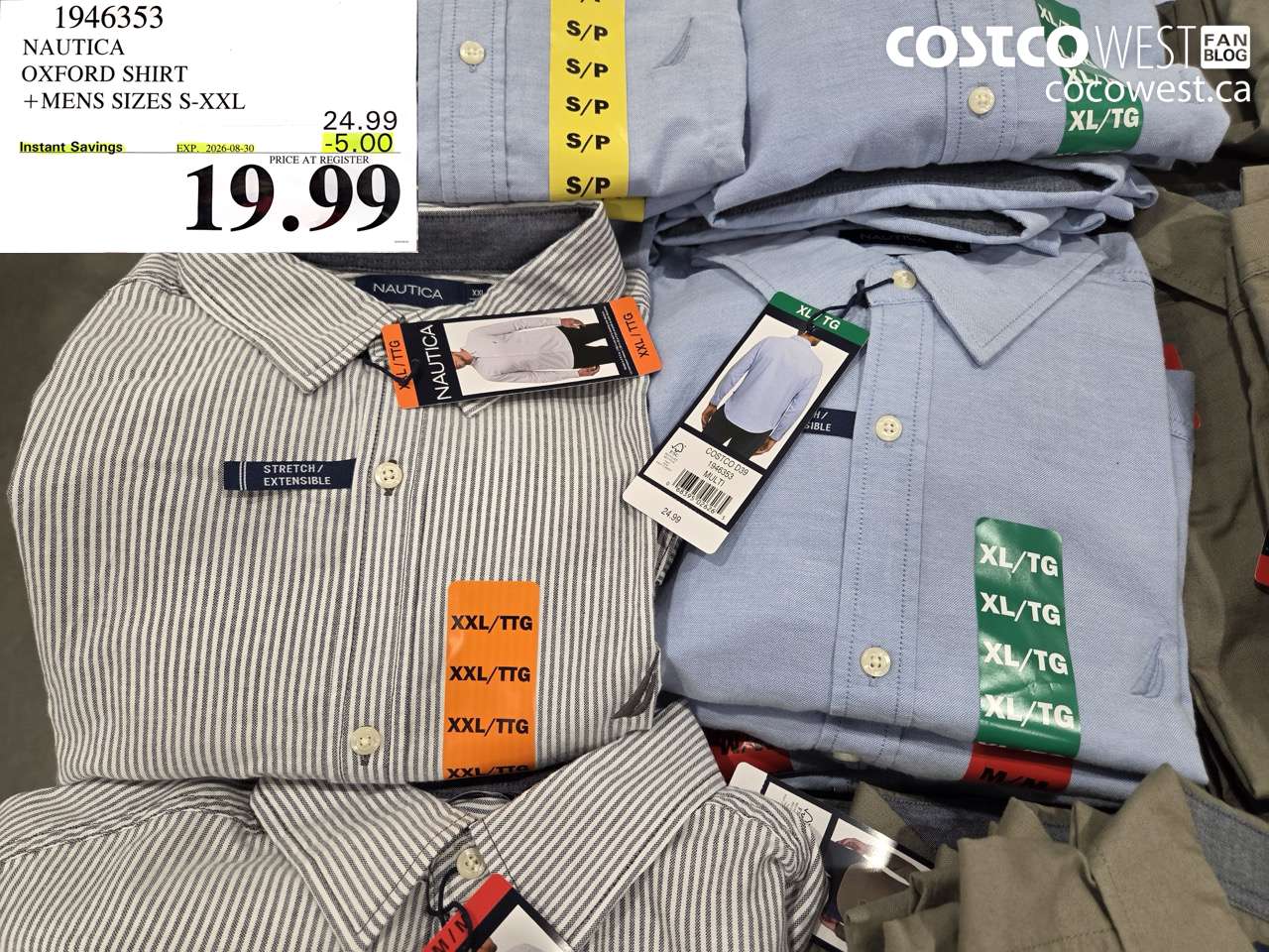 1946353 NAUTICA OXFORD SHIRT MENS SIZES S-XXL ($5.00 INSTANT SAVINGS EXPIRES ON 2026-08-30) $19.99