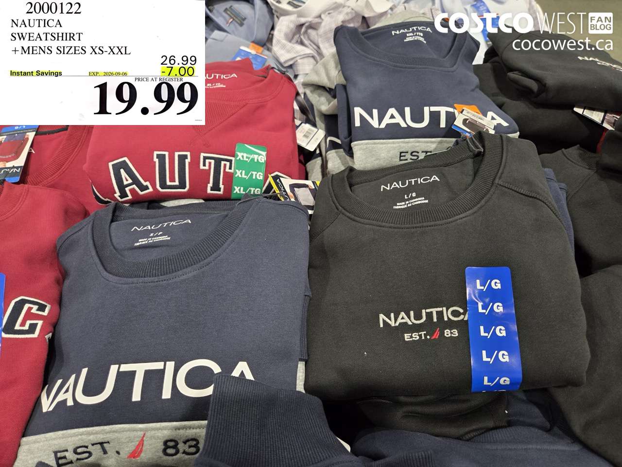 2000122 NAUTICA SWEATSHIRT MENS SIZES XS-XXL ($7.00 INSTANT SAVINGS EXPIRES ON 2026-09-06) $19.99