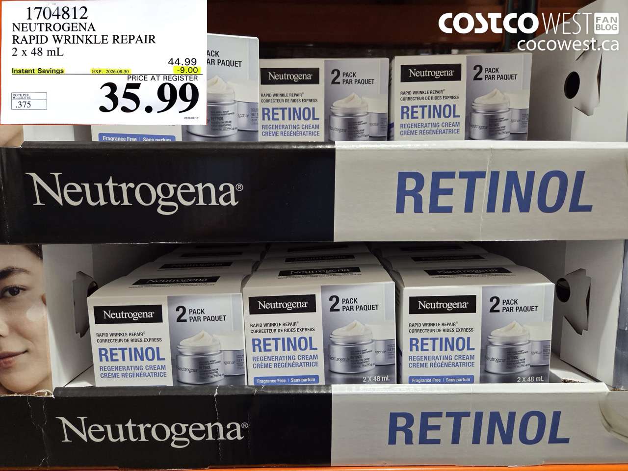 1704812 NEUTROGENA RAPID WRINKLE REPAIR 2 X 48 ML ($9.00 INSTANT SAVINGS EXPIRES ON 2026-08-30) $35.99