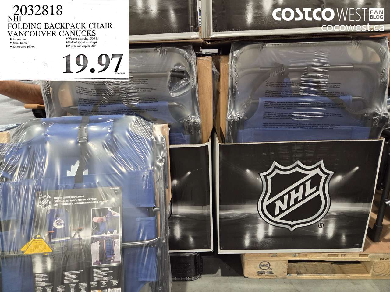 2032818 NHL FOLDING BACKPACK CHAIR VANCOUVER CANUCKS $19.97