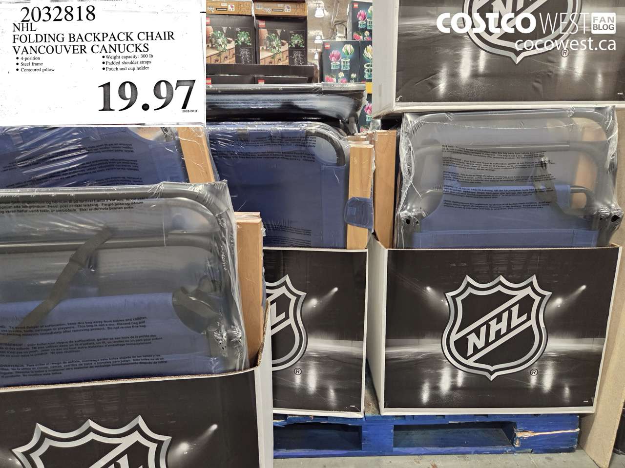 2032818 NHL FOLDING BACKPACK CHAIR VANCOUVER CANUCKS $19.97