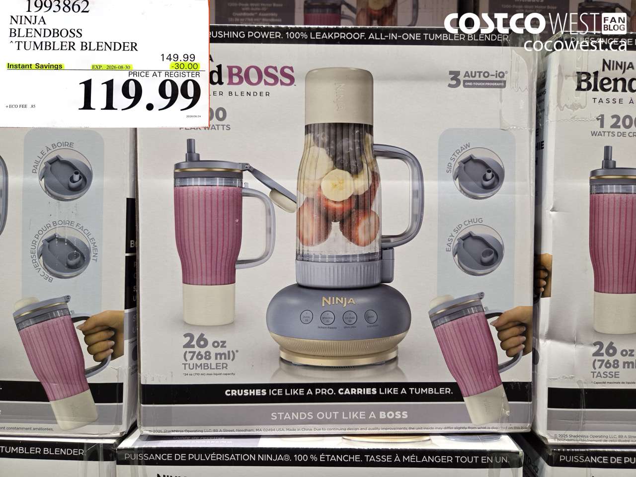 1993862 NINJA BLENDBOSS TUMBLER BLENDER ($30.00 INSTANT SAVINGS EXPIRES ON 2026-08-30) $119.99