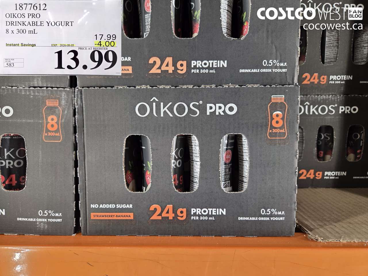 1877612 OIKOS PRO DRINKABLE YOGURT 8 X 300 ML ($4.00 INSTANT SAVINGS EXPIRES ON 2026-08-05) $13.99