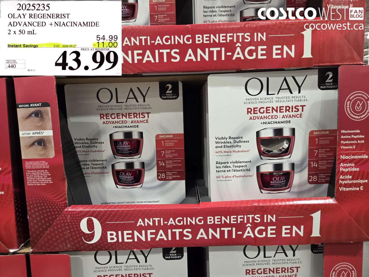 2025235 OLAY REGENERIST ADVANCED + NIACINAMIDE 2 X 50 ML ($11.00 INSTANT SAVINGS EXPIRES ON 2026-09-27) $43.99