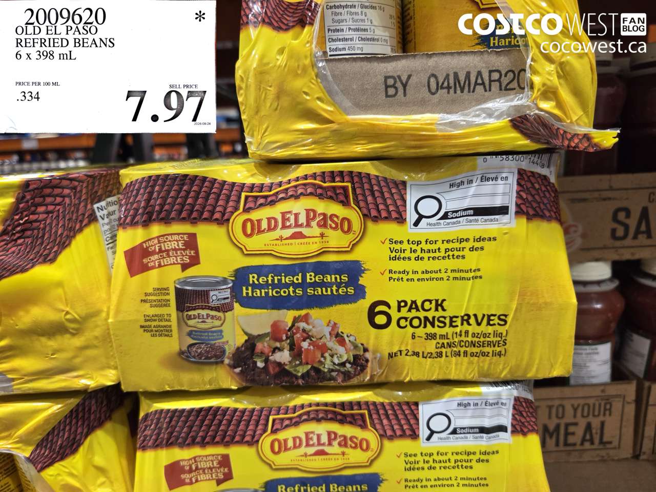 2009620 OLD EL PASO REFRIED BEANS 6 X 398 ML $7.97