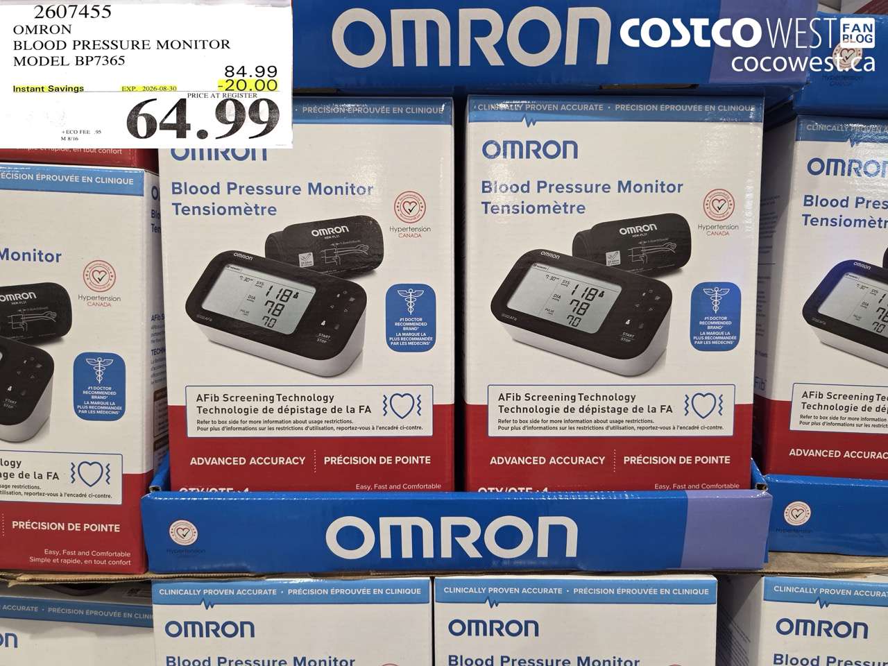 2607455 OMRON BLOOD PRESSURE MONITOR MODEL BP7365 ($20.00 INSTANT SAVINGS EXPIRES ON 2026-08-30) $64.99