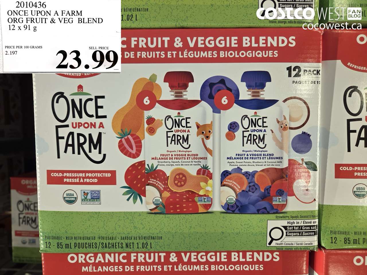 2010436 ONCE UPON A FARM ORG FRUIT & VEG BLEND 12 X 91 G $23.99