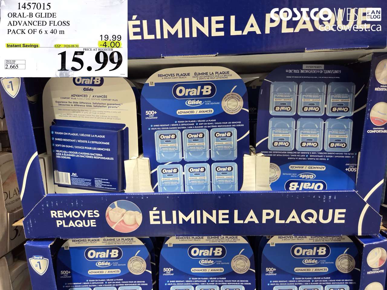 1457015 ORAL-B GLIDE ADVANCED FLOSS PACK OF 6 X 40 M ($4.00 INSTANT SAVINGS EXPIRES ON 2026-08-30) $15.99