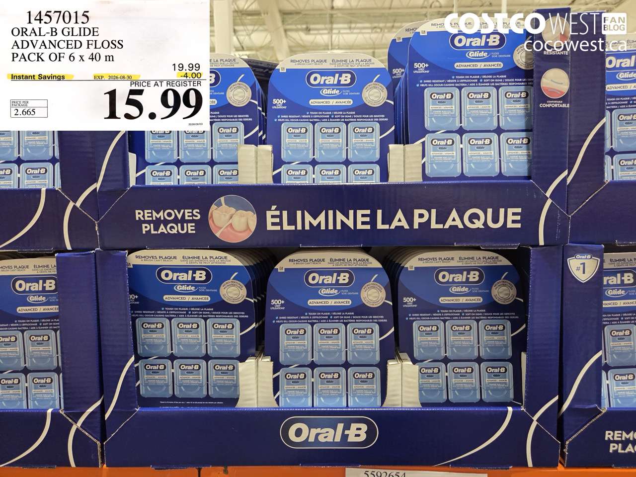 1457015 ORAL-B GLIDE ADVANCED FLOSS PACK OF 6 X 40 M ($4.00 INSTANT SAVINGS EXPIRES ON 2026-08-30) $15.99