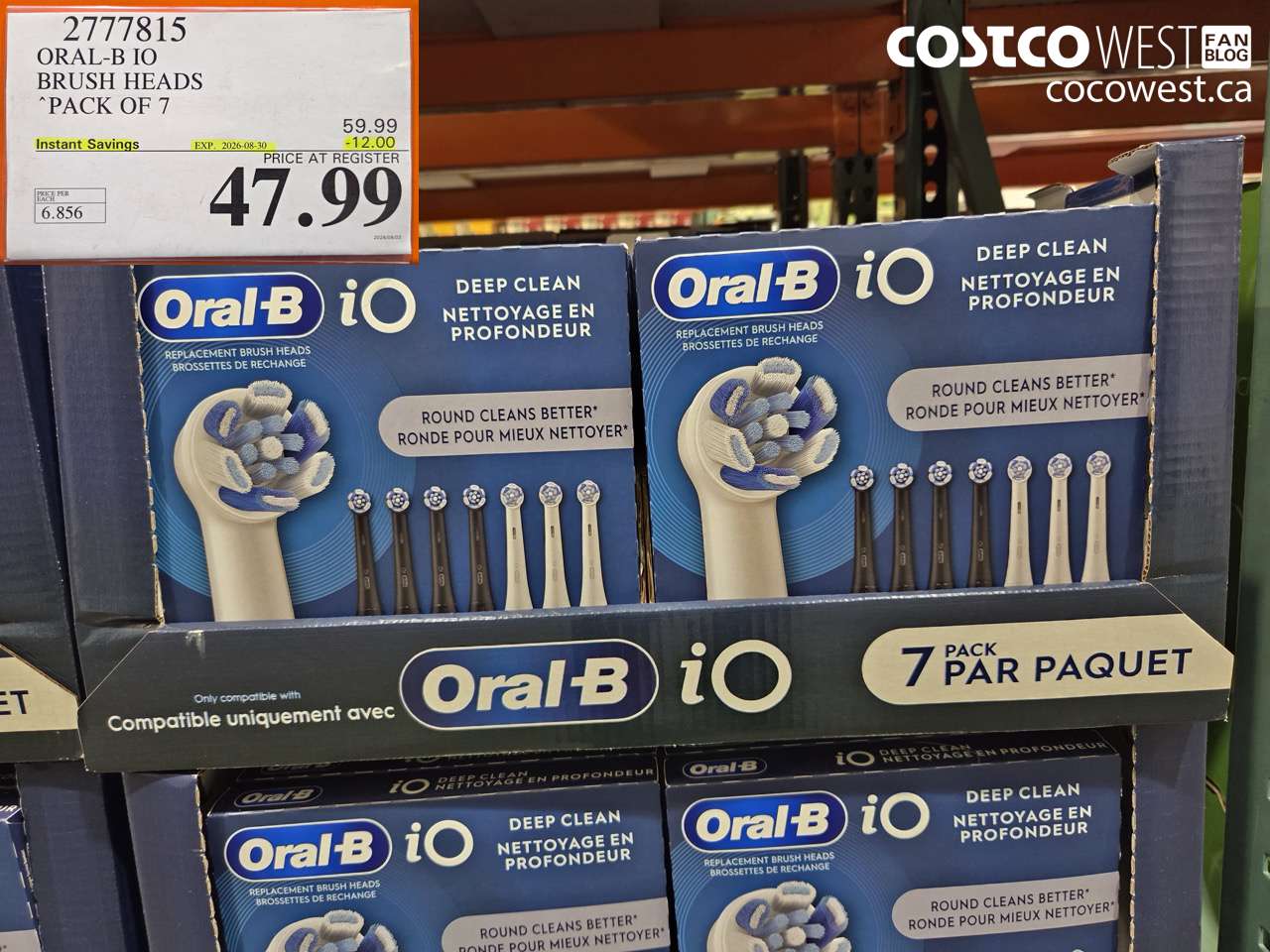 2777815 ORAL-B IO BRUSH HEADS PACK OF 7 ($12.00 INSTANT SAVINGS EXPIRES ON 2026-08-30) $47.99