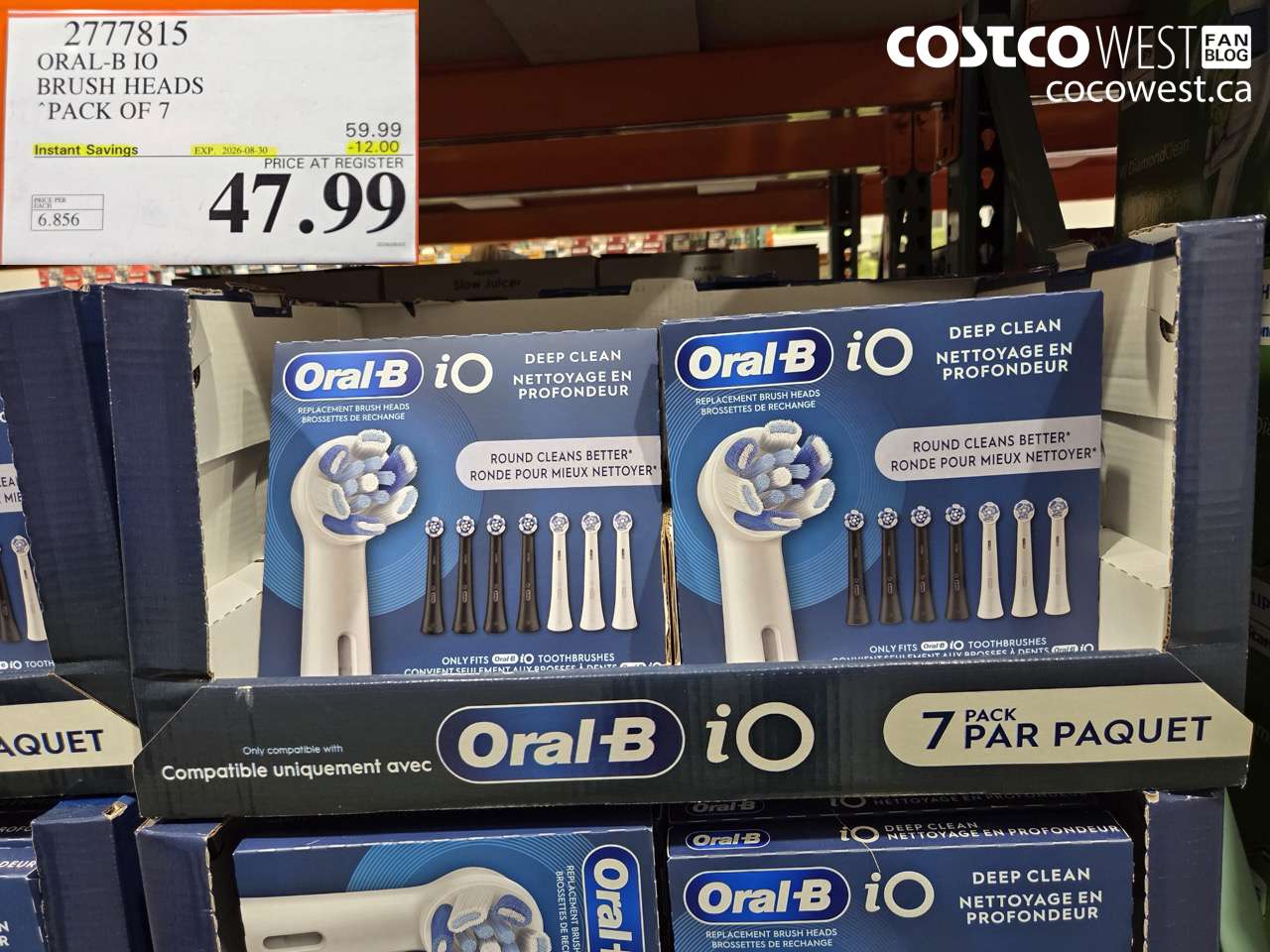 2777815 ORAL-B IO BRUSH HEADS PACK OF 7 ($12.00 INSTANT SAVINGS EXPIRES ON 2026-08-30) $47.99
