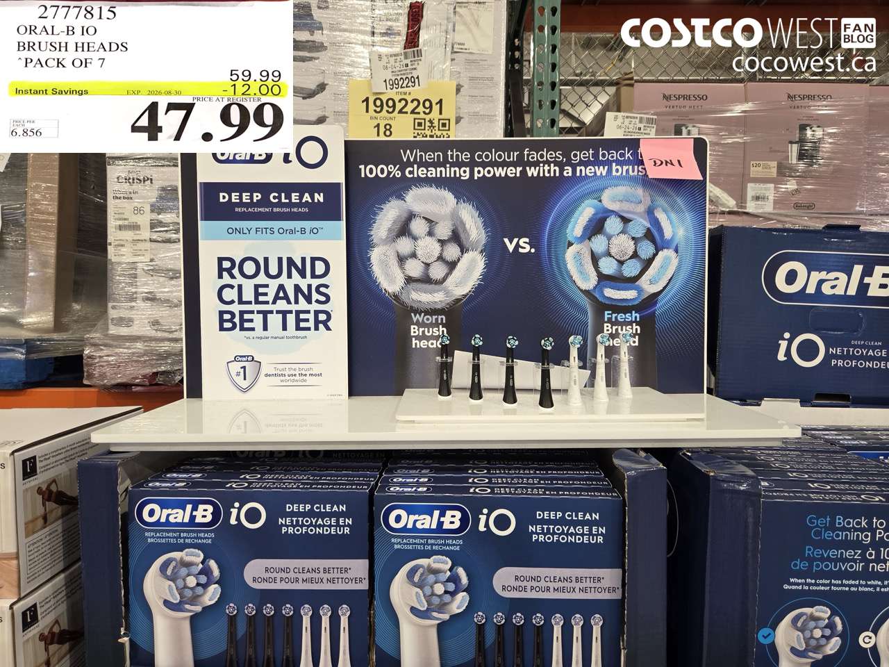 2777815 ORAL-B IO BRUSH HEADS PACK OF 7 ($12.00 INSTANT SAVINGS EXPIRES ON 2026-08-30) $47.99