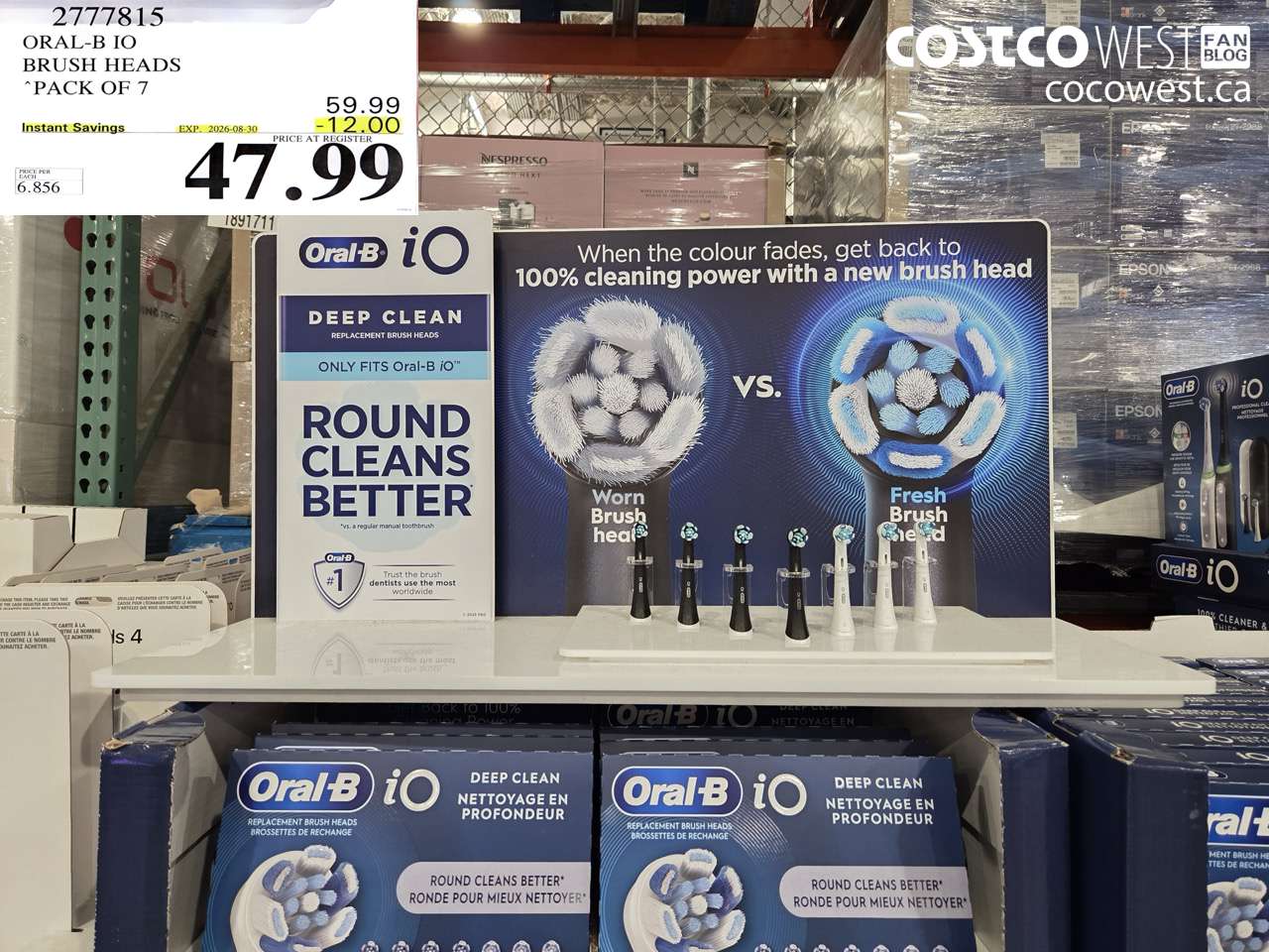 2777815 ORAL-B IO BRUSH HEADS PACK OF 7 ($12.00 INSTANT SAVINGS EXPIRES ON 2026-08-30) $47.99