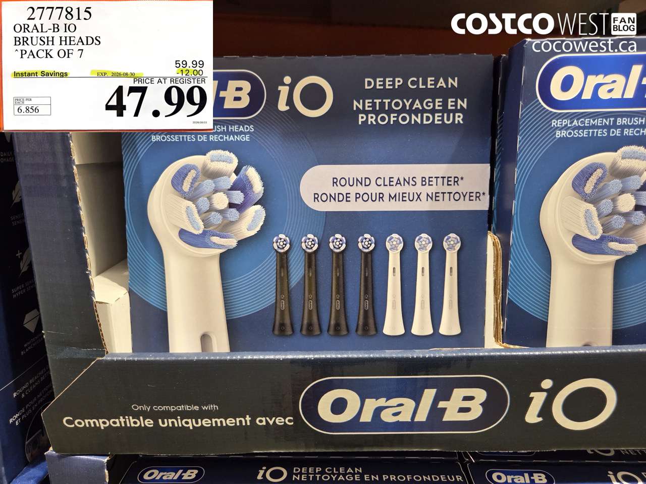 2777815 ORAL-B IO BRUSH HEADS PACK OF 7 ($12.00 INSTANT SAVINGS EXPIRES ON 2026-08-30) $47.99