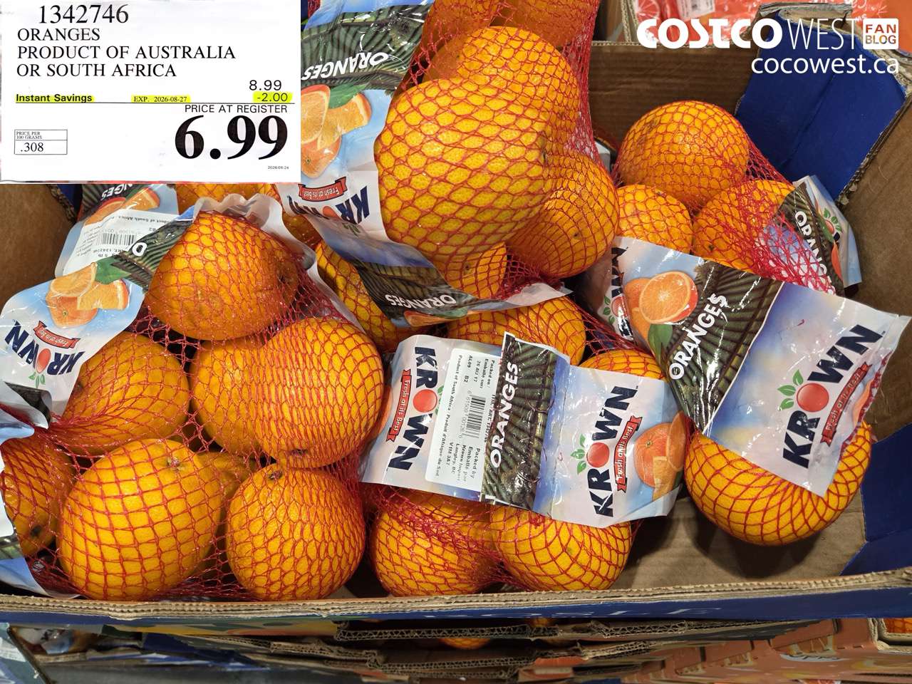 1342746 ORANGES PRODUCT OF AUSTRALIA OR SOUTH AFRICA ($2.00 INSTANT SAVINGS EXPIRES ON 2026-08-27) $6.99