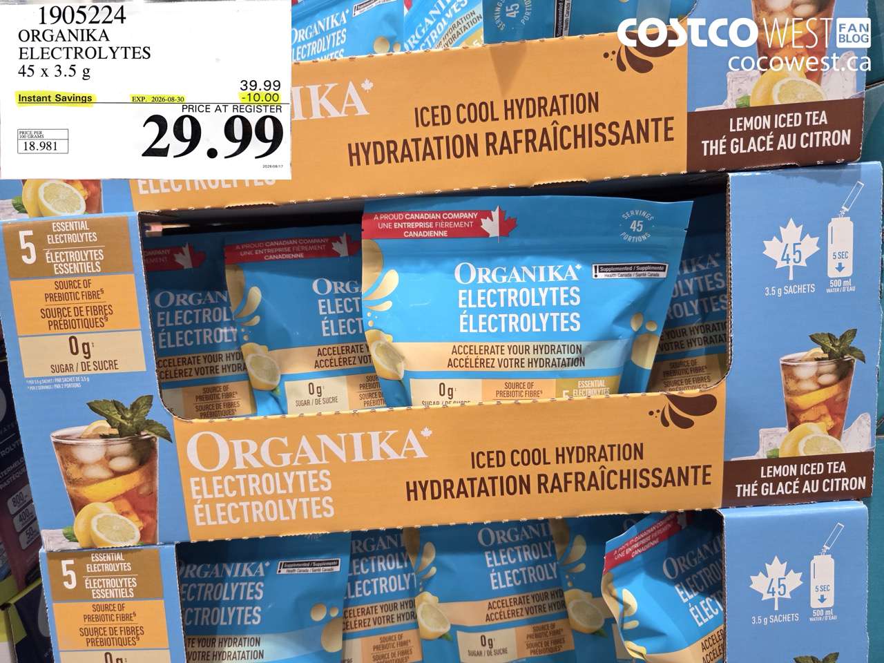 1905224 ORGANIKA ELECTROLYTES 45 X 3.5 G ($10.00 INSTANT SAVINGS EXPIRES ON 2026-08-30) $29.99