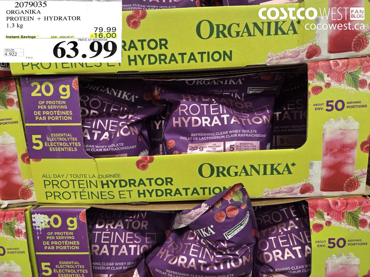 2079035 ORGANIKA PROTEIN + HYDRATOR 1.3 KG ($16.00 INSTANT SAVINGS EXPIRES ON 2026-09-27) $63.99
