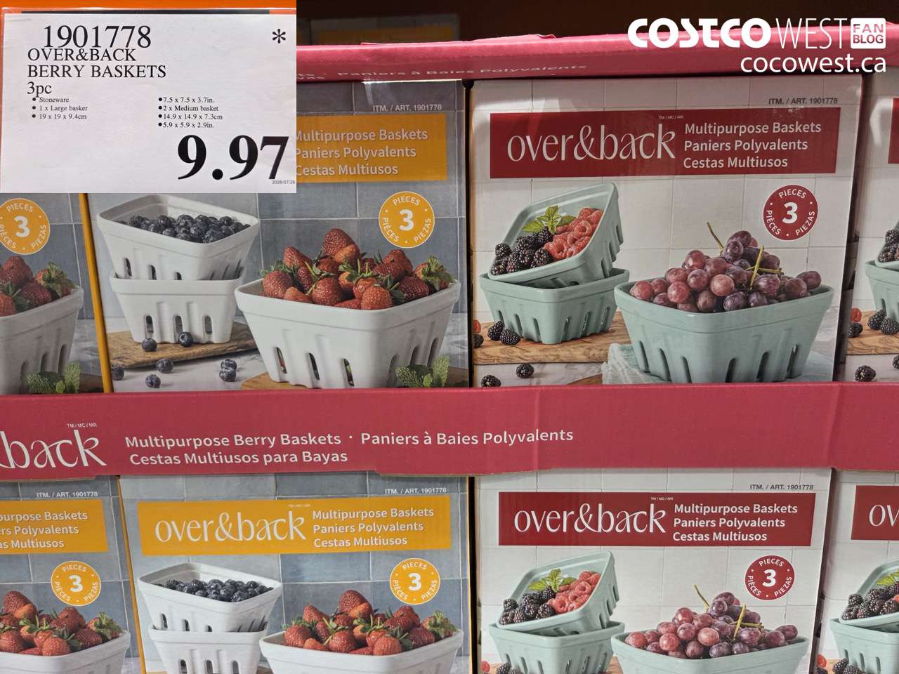 1901778 OVER&BACK BERRY BASKETS 3PC $9.97